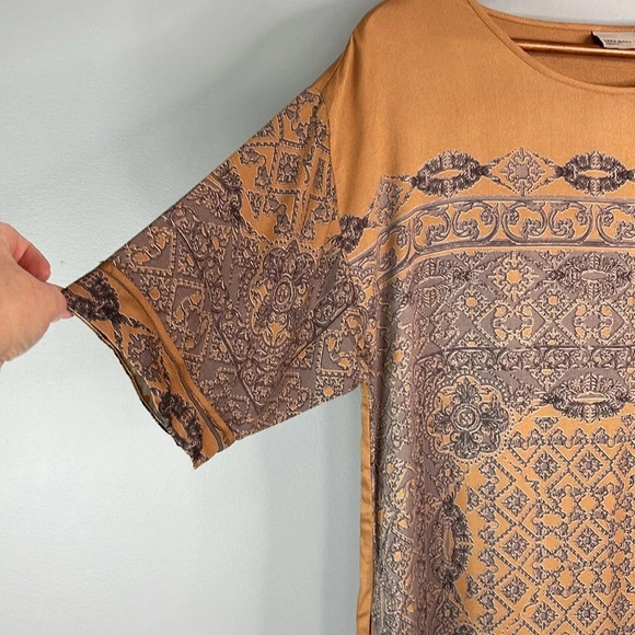 VERO MODA Sadie Twill Patterned Short Tunic Dress Camel Grey Blue Short Sleeve M - Picture 4 of 13